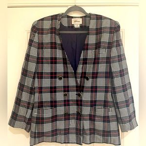Worthington Vintage Blazer Plaid Red and Black Holiday Christmas Size 16